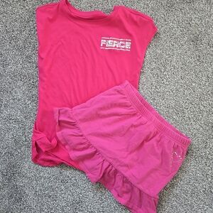 Pink Graphic Tee and Skirt Set